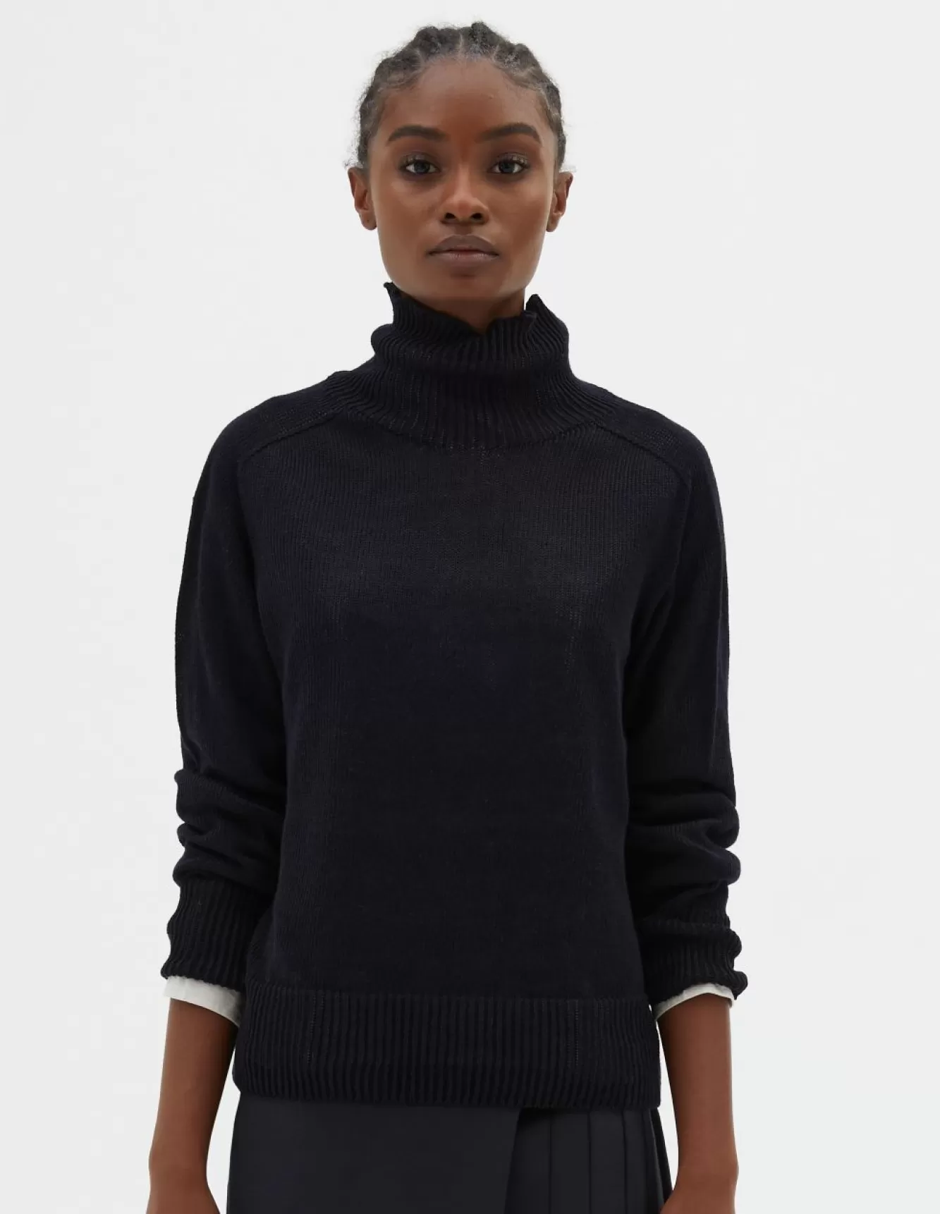 Margaret Howell SEAMLESS ROLL NECK DARK NAVY Best Sale