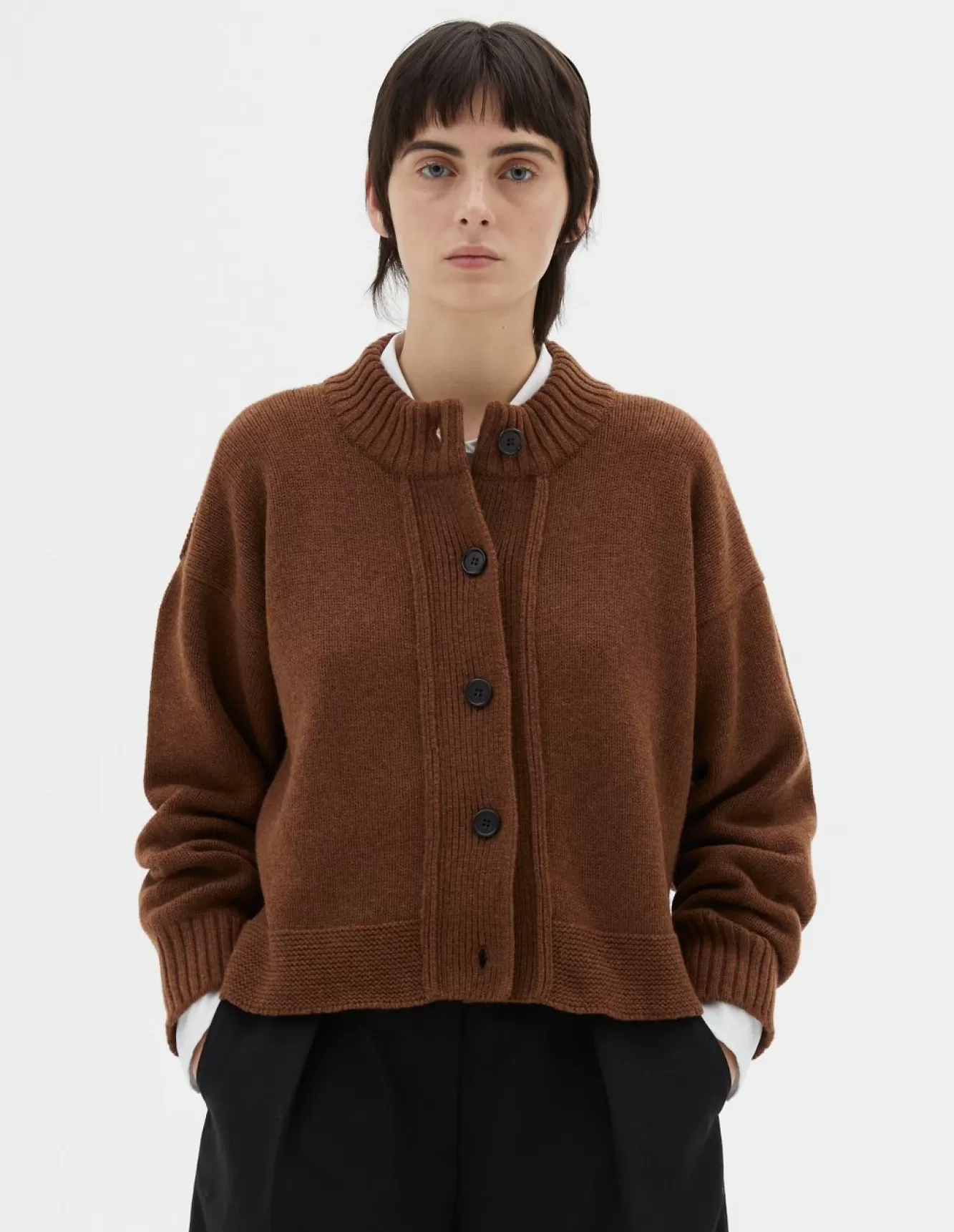 Margaret Howell WIDE TRIM CARDIGAN RYE Hot